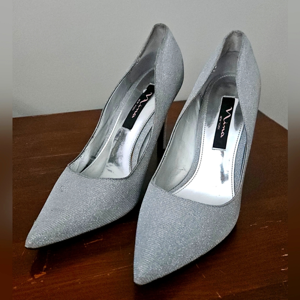 Nina new york silver gray women high heeled pumps shoes 8.5